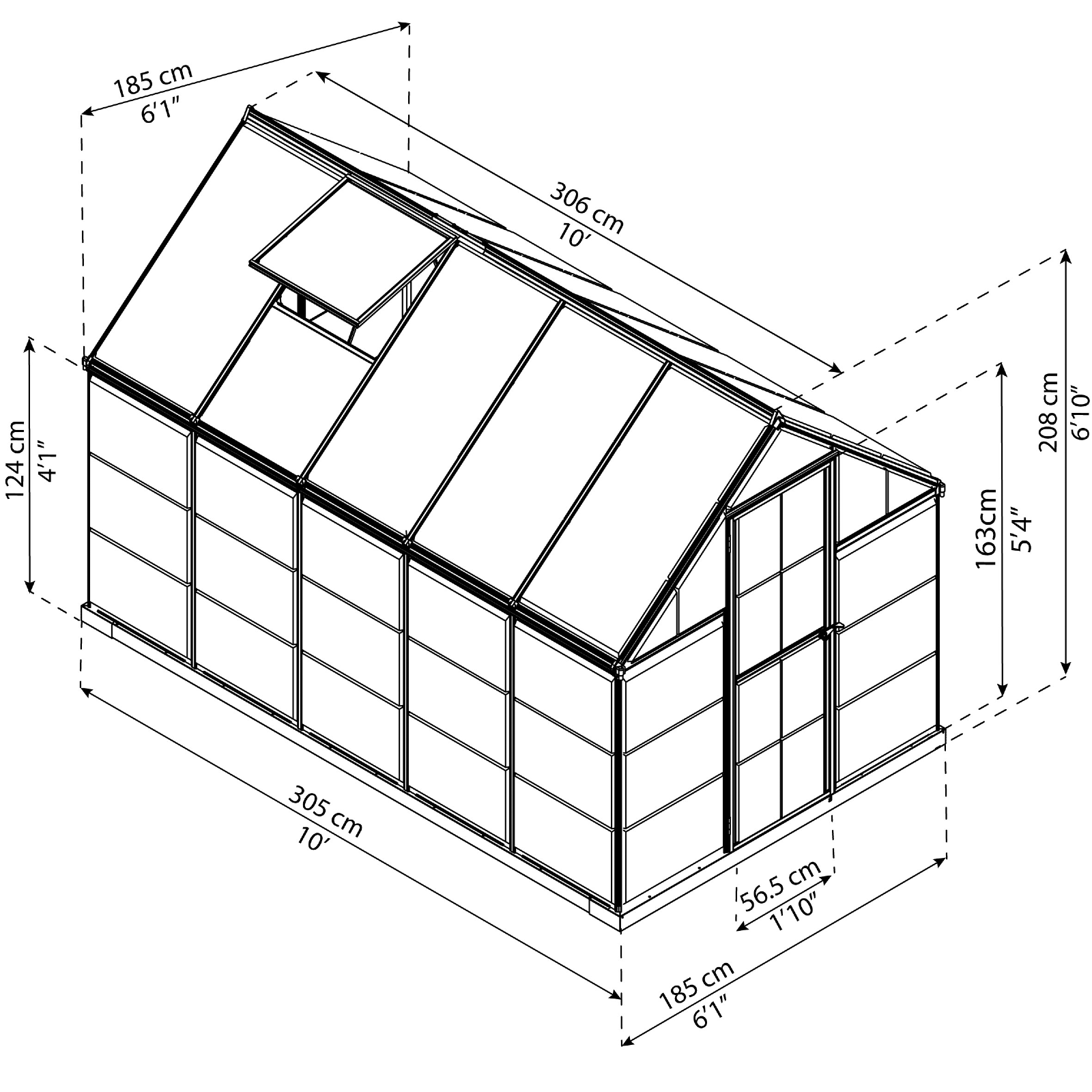 6′ x 10′ Hybrid Greenhouse – Grey Frame