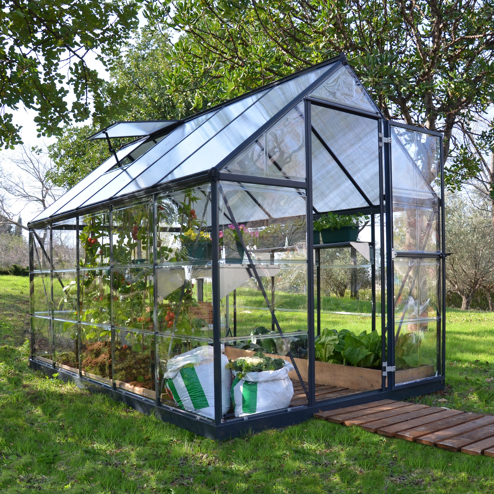 6′ x 10′ Hybrid Greenhouse – Grey Frame