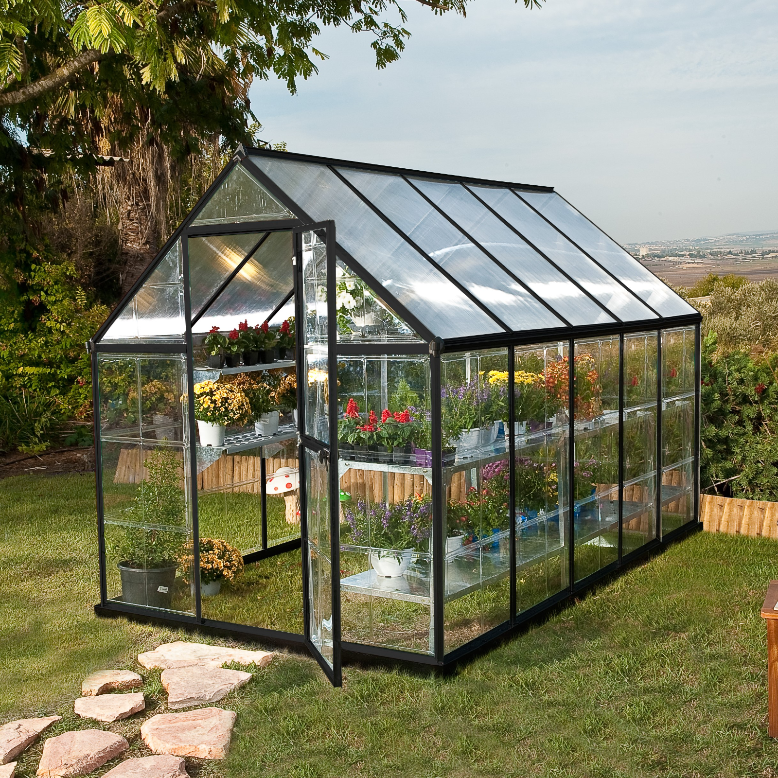 6′ x 10′ Hybrid Greenhouse – Grey Frame