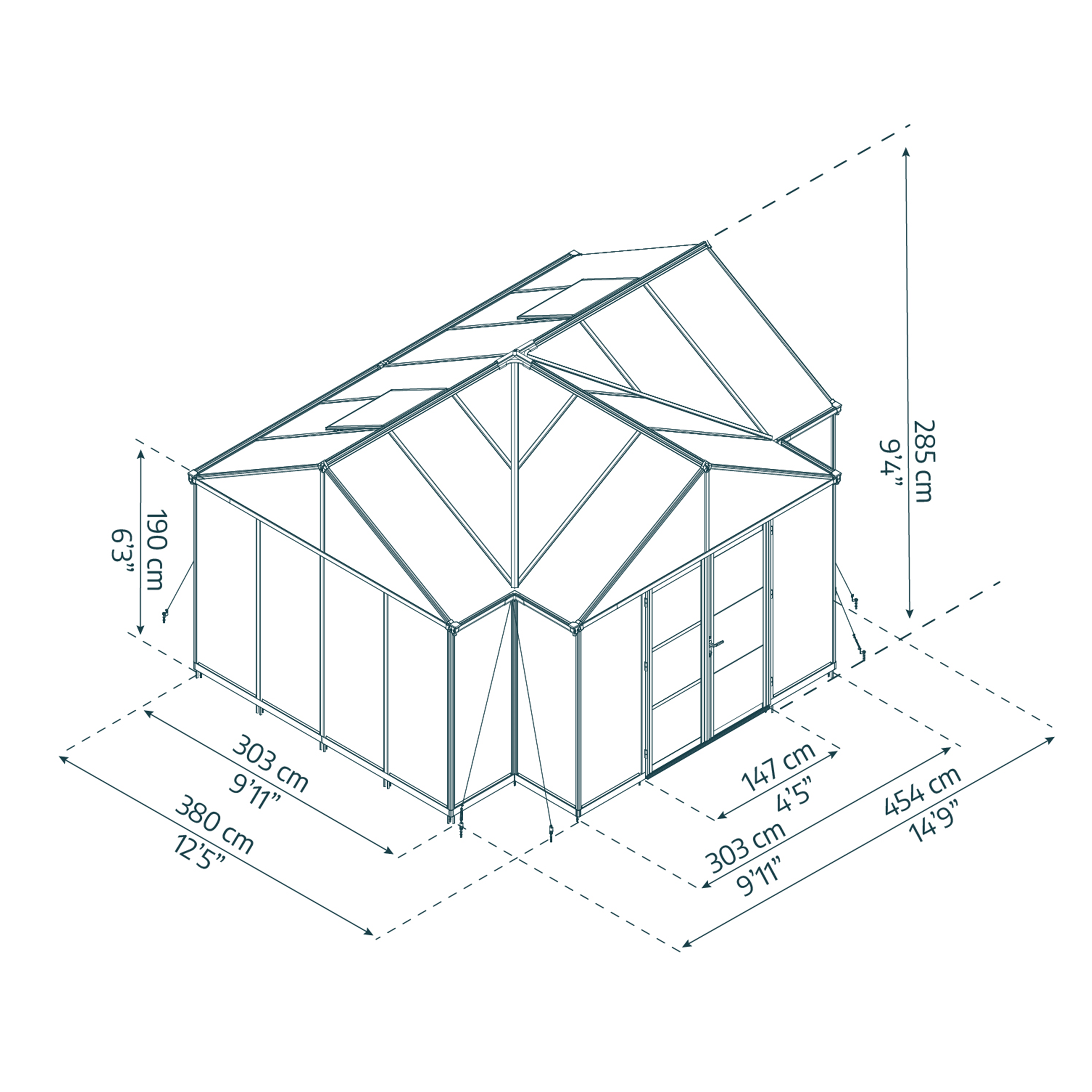 Triomphe Orangery Garden Chalet Greenhouse – Black Frame