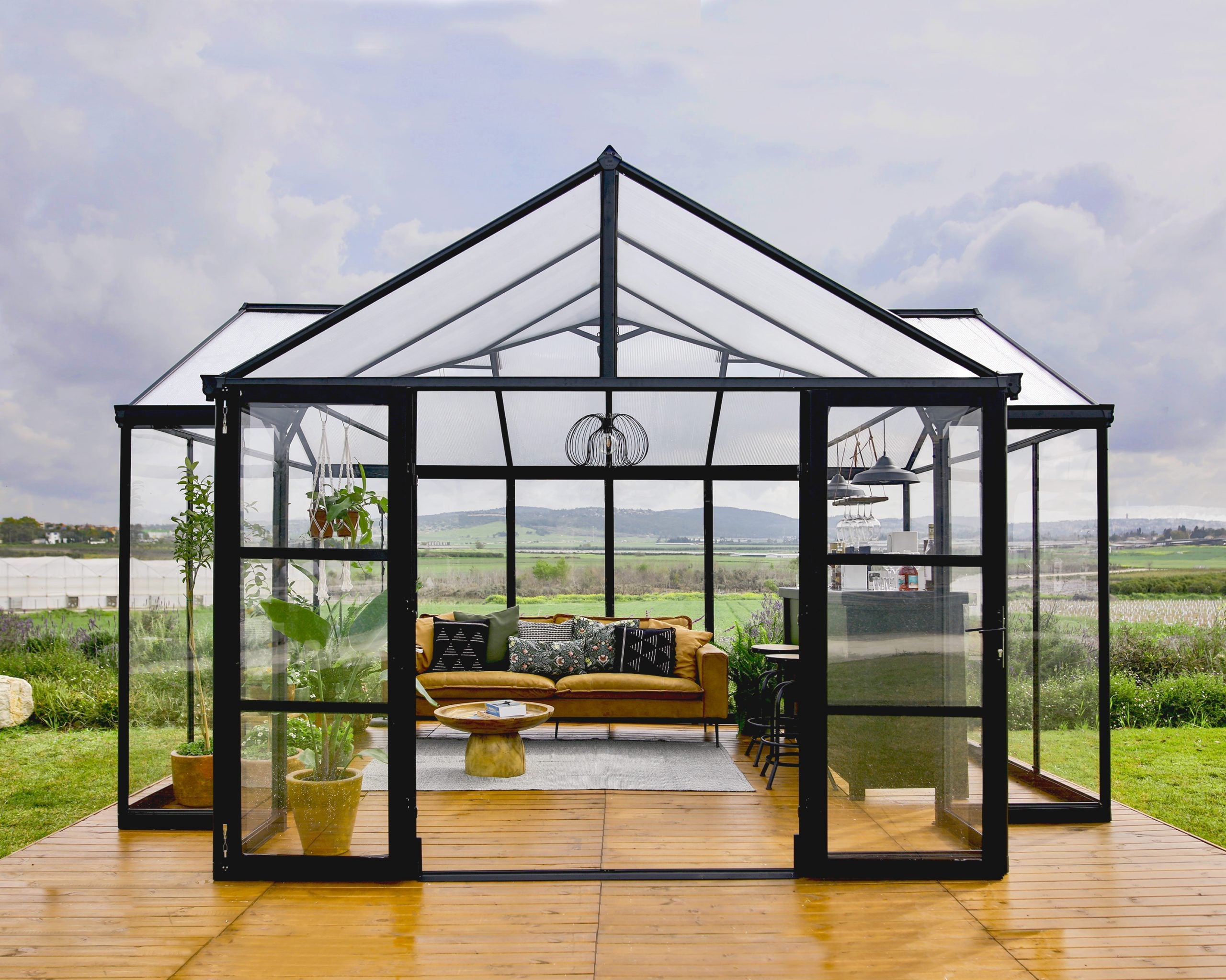 Triomphe Orangery Garden Chalet Greenhouse – Black Frame