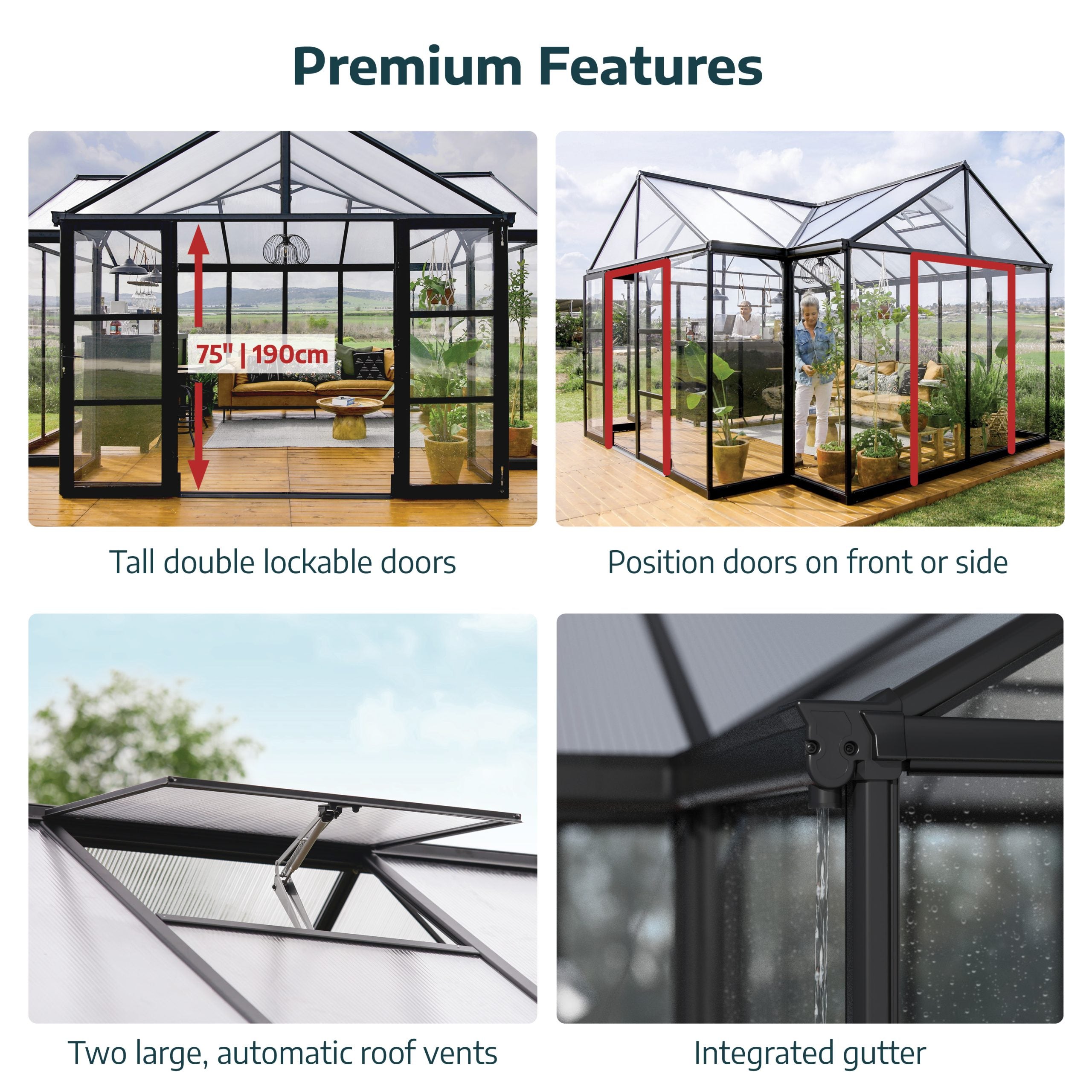 Triomphe Orangery Garden Chalet Greenhouse – Black Frame